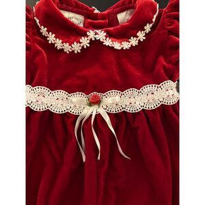 Rose Cottage Velvet Infant Romper Baby 0-3m Red One-Piece Classic Holiday Outfit